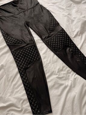 Spanx Black Faux Leather Quilted Leggings
